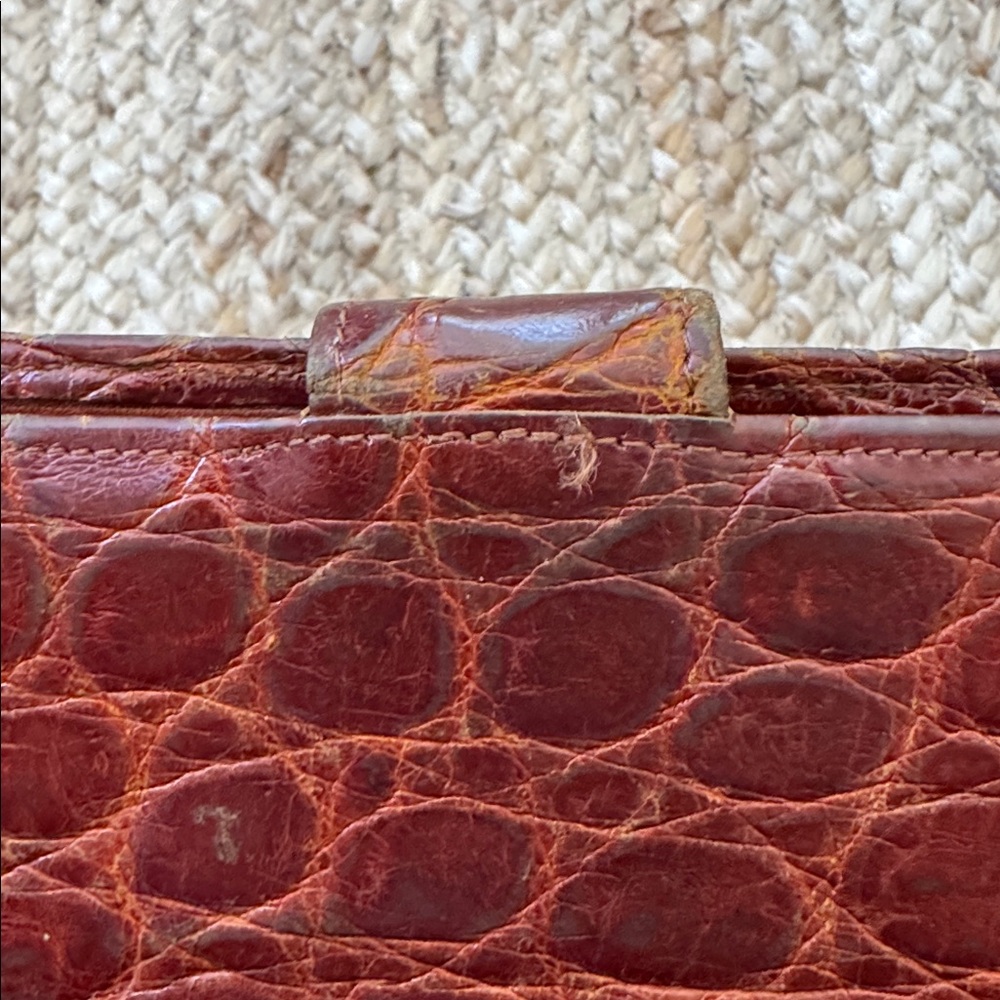 Luc Benoit Real Crocodile Brown Checkbook Billfold Wallet Vintage - Picture 5 of 10